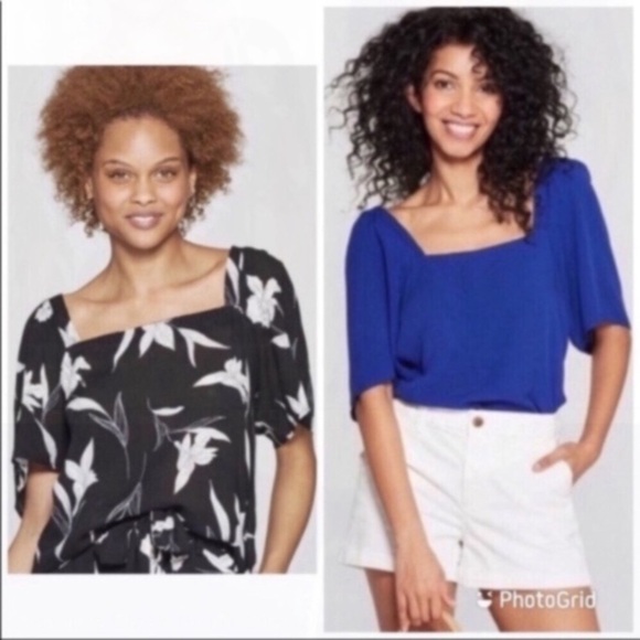 NWT A New Day Blue Square Neck Blouse - Picture 6 of 6